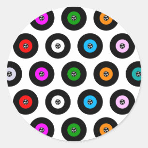 45-RPM-Single-Aufzeichnung Nahtloser Hintergrund Runder Aufkleber