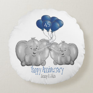 45. Saphir Hochzeitstag Elefant Rundes Kissen
