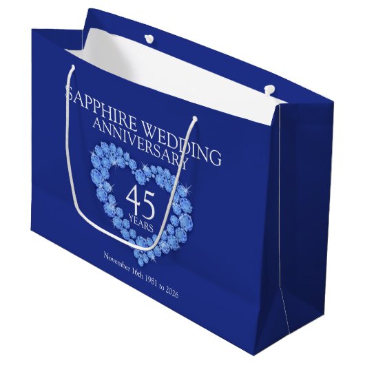 45. Saphir Hochzeitstag Foto Geschenktasche Große Geschenktüte (Vorderseite Schrägansicht)