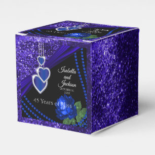 45. Saphirblauer Glitter- und Rosen-Jubiläum Geschenkschachtel