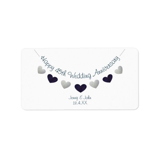 45. Saphire Hochzeitstag Adressaufkleber (Vorne)
