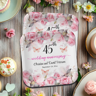 45. Saphire Hochzeitstag Blush Rose Pappteller