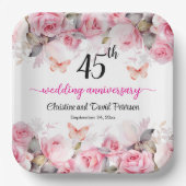 45. Saphire Hochzeitstag Blush Rose Pappteller (Vorderseite)