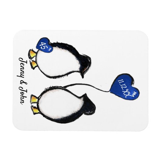45. Saphire Hochzeitstag Pinguin Geschenk Magnet (Horizontal)