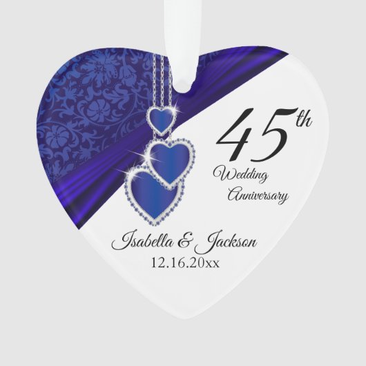 45. Saphire Wedding Anniversary Keepake Design Ornament (Vorderseite)