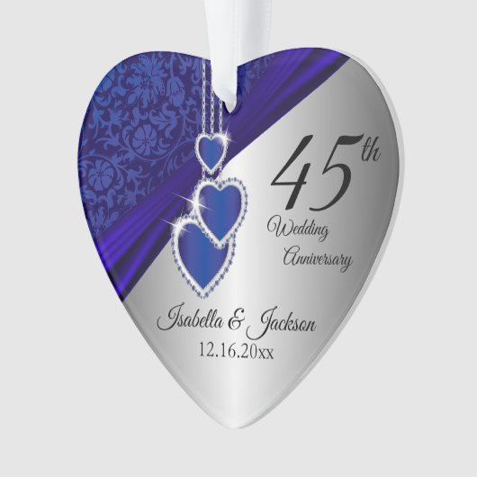 45. Saphire Wedding Anniversary Keepake Ornament (Vorderseite)