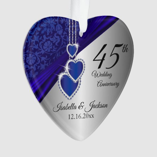 45. Saphire Wedding Anniversary Keepake Ornament (Vorderseite)