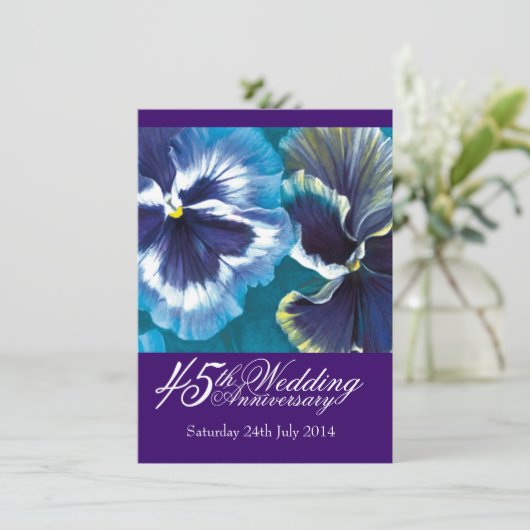 45. Saphire Wedding Party - Einladung blau (Stehend Vorderseite)