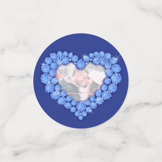 45. Saphirhochzeit Jubiläum Herzblaues Foto Konfetti (Klein Vorderseite)