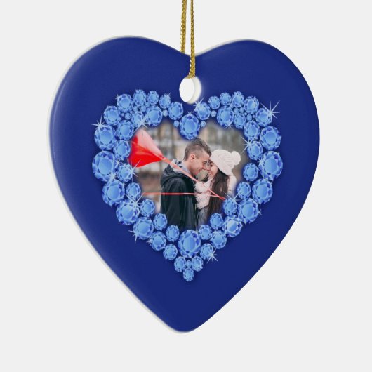 45. Saphirjubiläum Custom Foto Blue Keramik Ornament (Rechts)