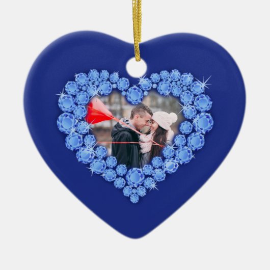 45. Saphirjubiläum Custom Foto Blue Keramik Ornament (Vorne)