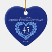 45. Saphirjubiläum Custom Foto Blue Keramik Ornament (Hinten)