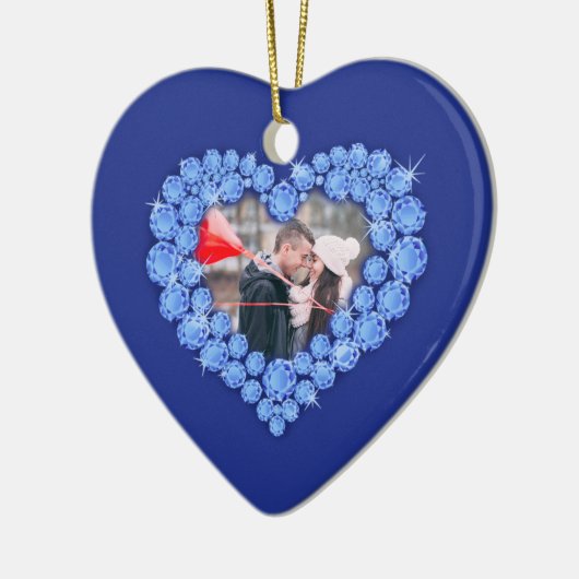 45. Saphirjubiläum Custom Foto Blue Keramik Ornament (Links)