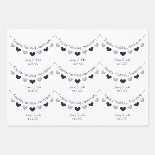 45. Saphirjubiläum Ehemann & Ehefrau Geschenkpapier Set (Vorderseite)