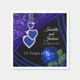 45. Sapphire Blue Glitzer and Rose Jubiläum Serviette