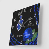 45. Sapphire Blue Rose Jubiläum Quadratische Wanduhr (Winkel)