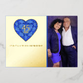 45. Sapphire Blue Wedding Anniversary Herz Foto Folieneinladung (Vorderseite)