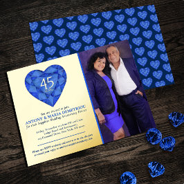 45. Sapphire Blue Wedding Anniversary Herz Foto Folieneinladung