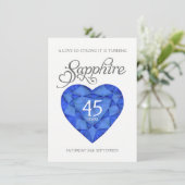 45. Sapphire Hochzeit starkes Herz Wasserfarbe Bla Einladung (Stehend Vorderseite)