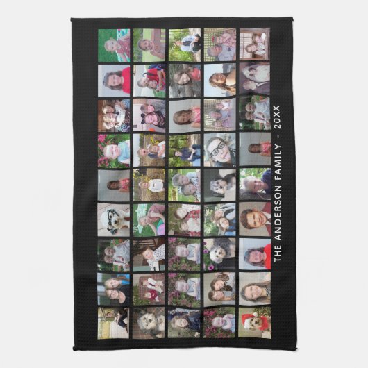 45 Square Foto Collage Grid mit Text - schwarz Geschirrtuch (Vertikal)