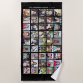 45 Square Foto Collage Grid mit Text - schwarz Strandtuch (Vorderseite)