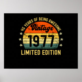 45 th birthday ohrfeigt vintage 1977 limited editi poster