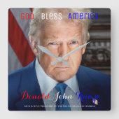 45. und 47. US-Präsident Donald Trump Quadratische Wanduhr (Vorderseite)