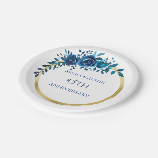 45. und 65. Saphire-Jubiläum Pappteller (Schrägansicht)