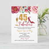 45 und fabelhafte Geburtstagseinladung für Frauen Einladung (Stehend Vorderseite)