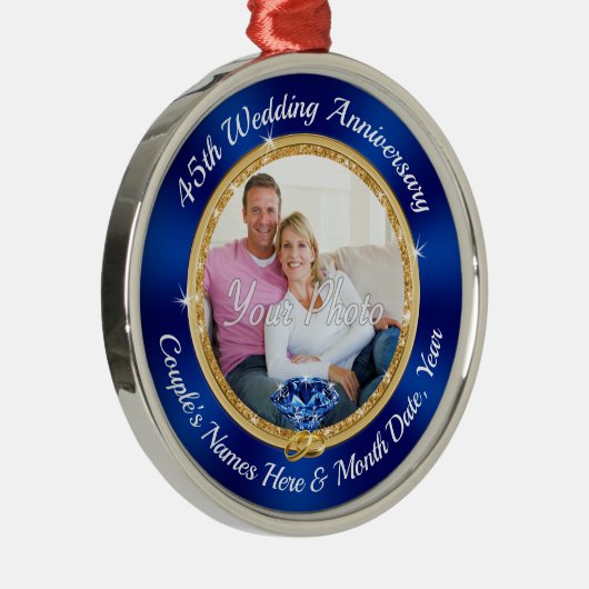 45. Wedding Anniversary Gift Ideas, Sapphire Ornament Aus Metall (Rechts)