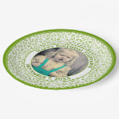 45 Your Photo Random Number Pattern Green/White Pappteller (Schrägansicht)