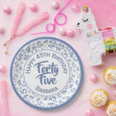 45. Zufallszahlenmuster Blau/Weiß Pappteller (Party)