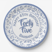 45. Zufallszahlenmuster Blau/Weiß Pappteller (Vorderseite)