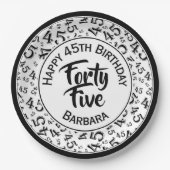 45. Zufallszahlenmuster Schwarz-weiß Pappteller (Vorderseite)