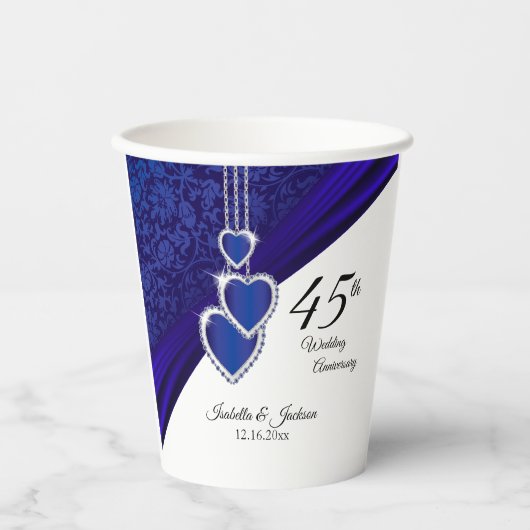 45th / 65th Sapphire Wedding Anniversary Pappbecher (Vorderseite)