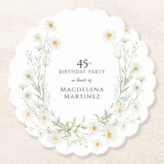 45th Birthday April Birthday Month Daisy Custom Untersetzer (Vorderseite)