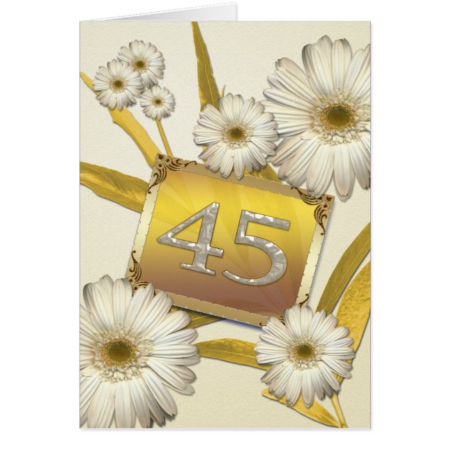 45th Birthday card with daisies. (Vorne)
