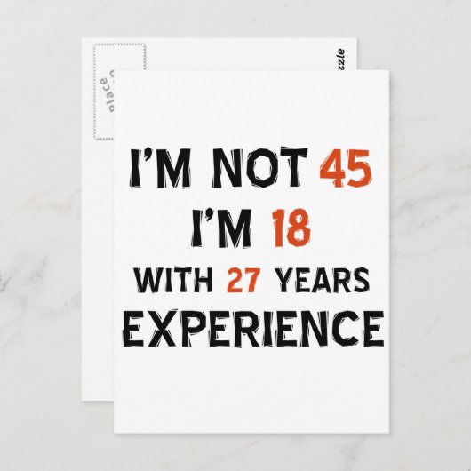 45th birthday designs postkarte (Vorne/Hinten)