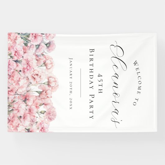 45th Birthday Party January Birth Flower Welcome Banner (Horizontal)