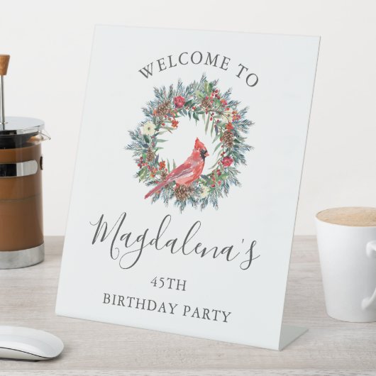 45th Birthday Party Red Cardinal Welcome Sockelschild (In Situ)