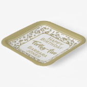 45th Party Random Number Pattern Gold/White Pappteller (Gewinkelt)