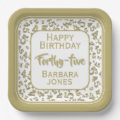 45th Party Random Number Pattern Gold/White Pappteller (Vorderseite)