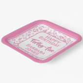 45th Party Random Number Pattern Pink/White Pappteller (Gewinkelt)