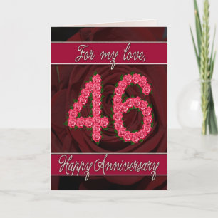 46. Anniversary card with roses and leaves Karte