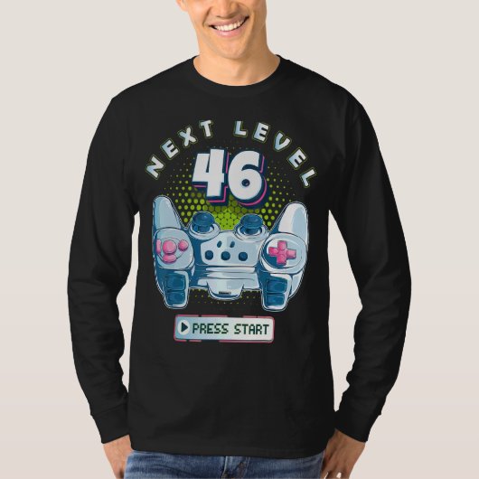 46 Gamer Next Level 46 Gaming Controller zum Gebur T-Shirt (Vorderseite)