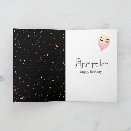 46. Geburtstag Ballons und Confetti Karte (Innenseite)