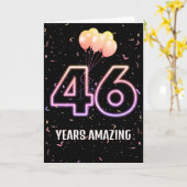 46. Geburtstag Ballons und Confetti Karte (Gelbe Blume)