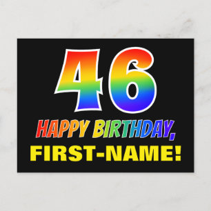 46. Geburtstag: Bold, Fun, Simple, Rainbow 46 Postkarte
