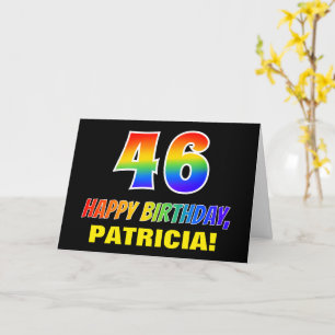 46. Geburtstag: Bold, Lustig, Einfach, Regenbogen  Karte