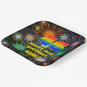 46. Geburtstag: Bunte, lustige feierliche Feuerwer Pappteller (Gewinkelt)